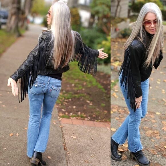 Sold ~ Vintage Leather Fringe Jacket - Picture 4 of 6